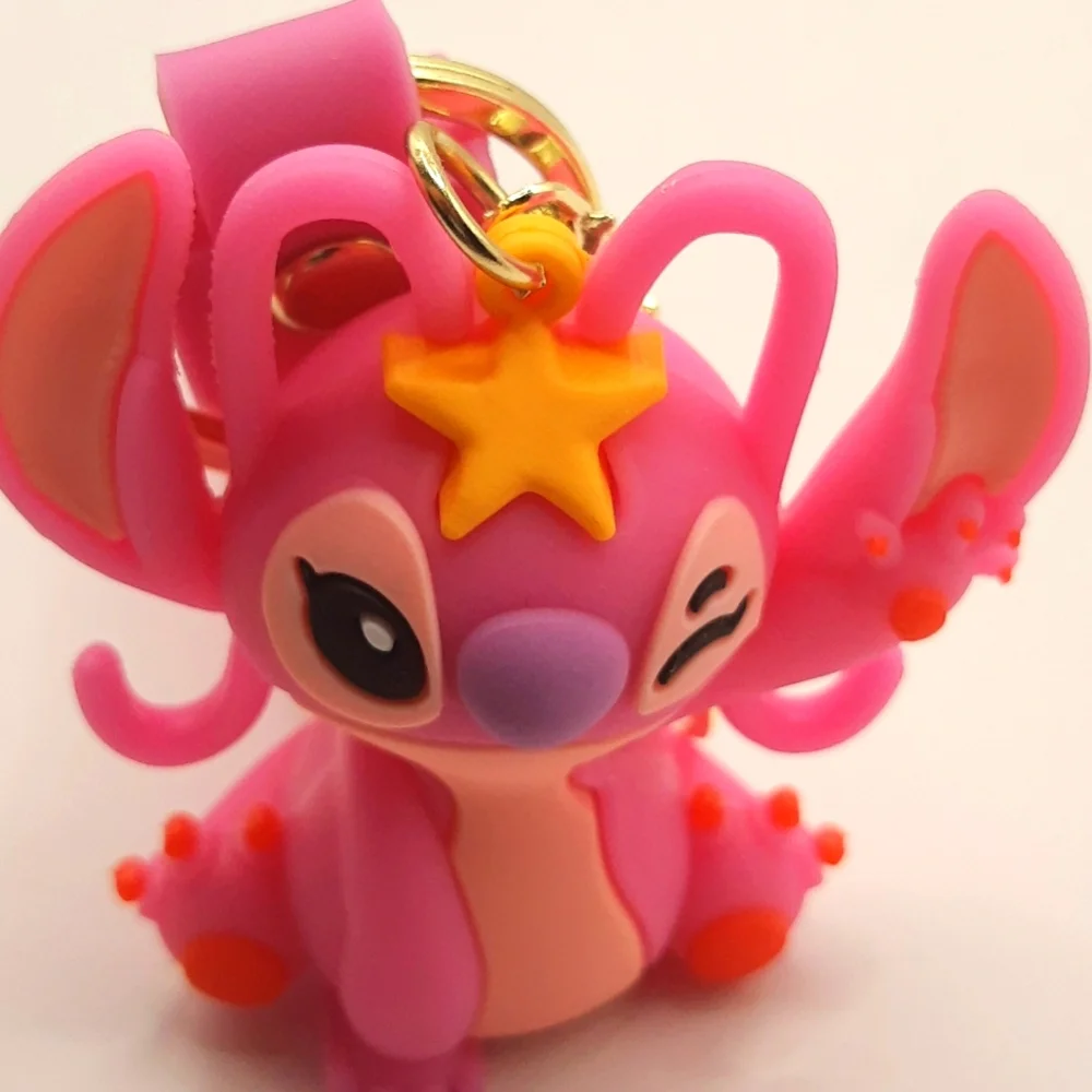 Disney Lilo Stitch Angel Star Silicone 3D Keychain Bag Charm Pendant Keyring